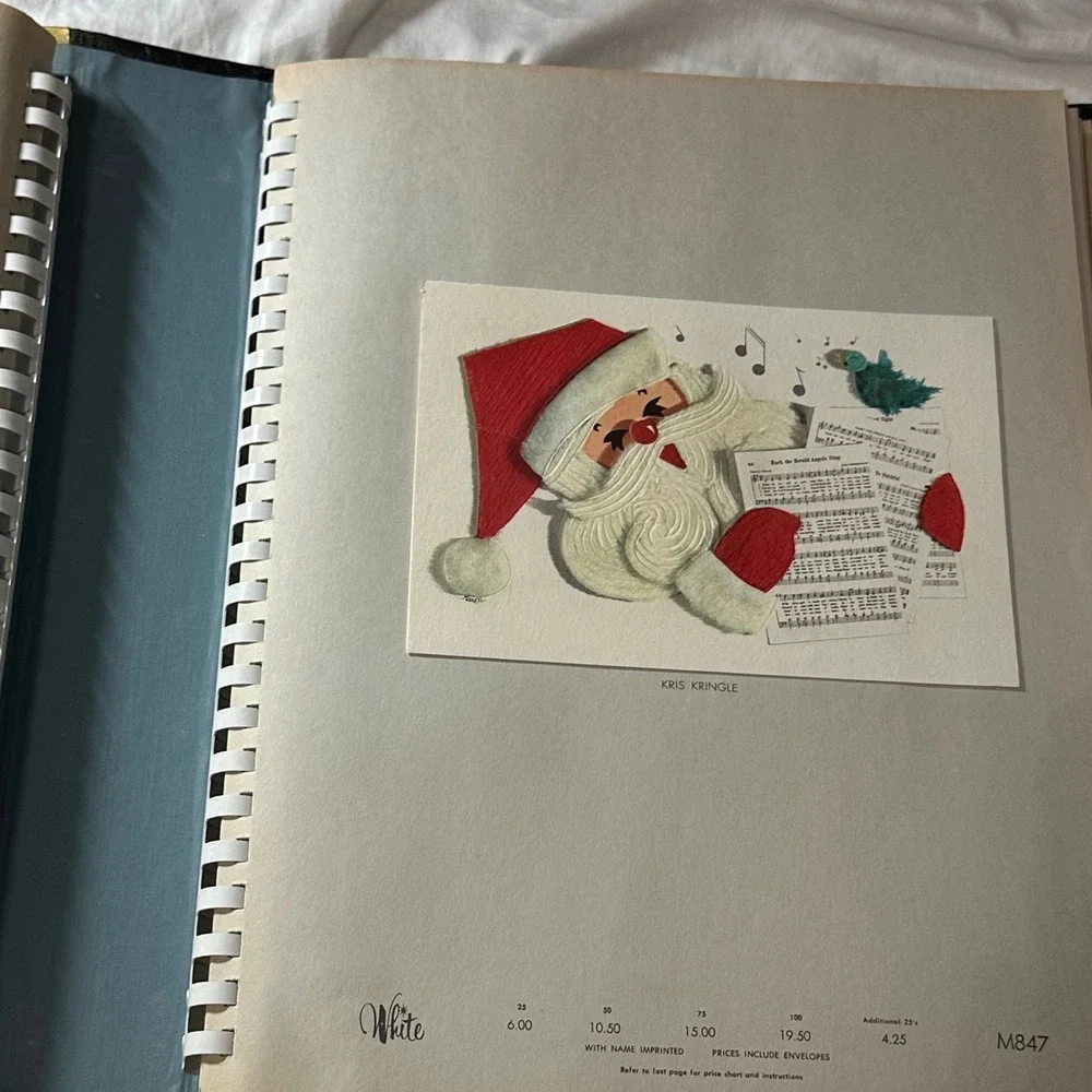 White The Gold Book 1965 Collection Christmas Card Sample Album Gold Good MCM